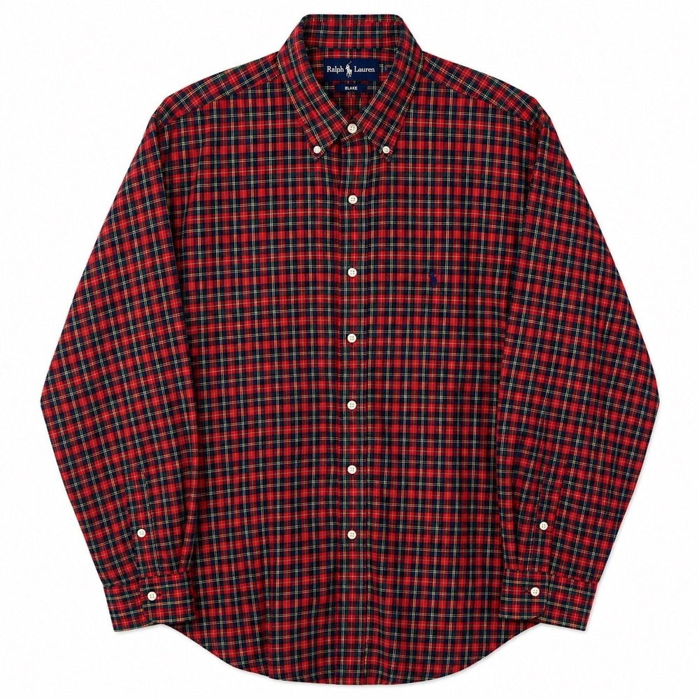 Ralph Lauren Shirt Mens Large Blake Madras Plaid Lumberjack Preppy Long Sleeve